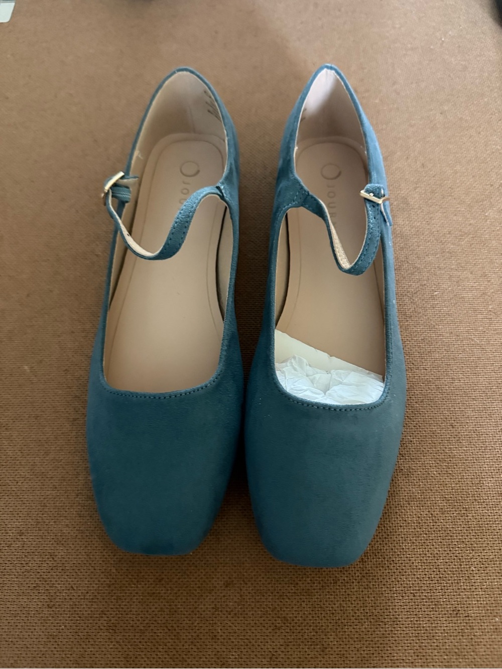 Women’s Teal Mary Jane Flats with Strap